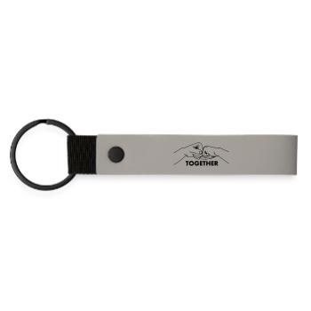 Hand gesture collaboration teamwork with text together - Matte Pu Keyring - light grey - Front