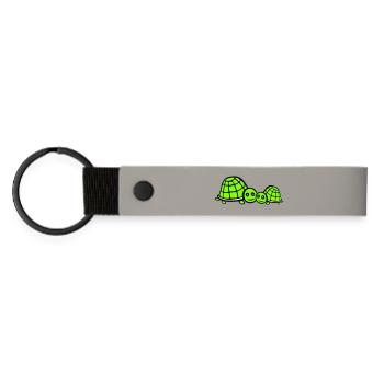 2 Tortues Maman Papa Enfant Famille Amour Mignon - Porte-clés en PU mat - gris clair - Devant
