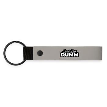 Scroll Dich Dumm Typo Print - Matte PU Schlüsselanhänger - Hellgrau - Vorne