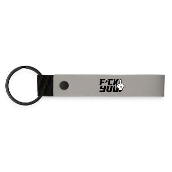 Middle finger F_ck You - Matte Pu Keyring - light grey - Front