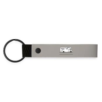Camper banner - Matte Pu Keyring - light grey - Front