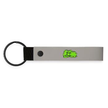 3 Frösche Team Kröte Freunde Cool Crew Lustig süß - Matte PU Schlüsselanhänger - Hellgrau - Vorne