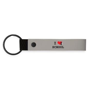 J'aime l'École : Motif Love School Iconique Noir - Porte-clés en PU mat - gris clair - Devant