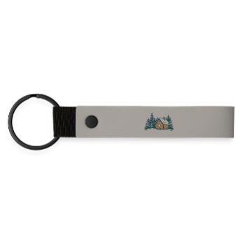 Winter Forest Hut - Matte Pu Keyring - light grey - Front