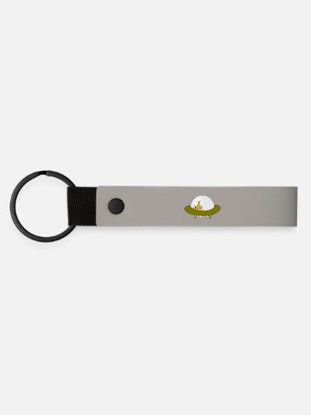 Alien Ufo Freundschaftsmotiv - Matte PU Schlüsselanhänger - Hellgrau