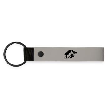 Poutre en acier avec écrou de boulon et clé - Porte-clés en PU mat - gris clair - Devant