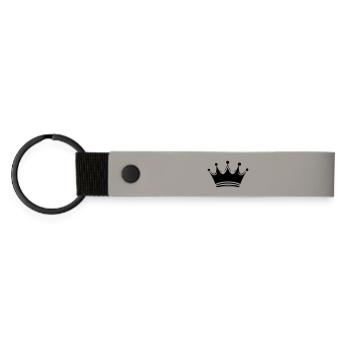 Queen/King Crown Customizable - Matte Pu Keyring - light grey - Front