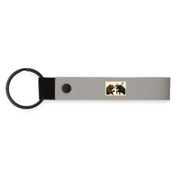 Stock market battle bears against bull - Matte Pu Keyring - light grey - Front