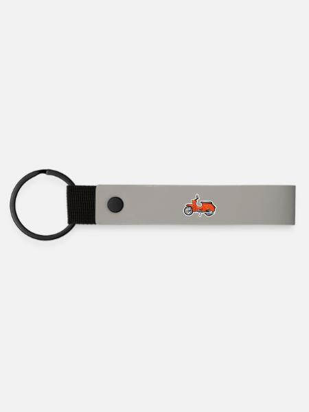 Retro Orange Simson Schwalbe Design - Matte PU Schlüsselanhänger - Hellgrau