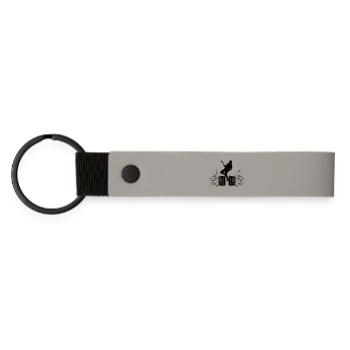 Guitar player with electric guitar - Matte Pu Keyring - light grey - Front