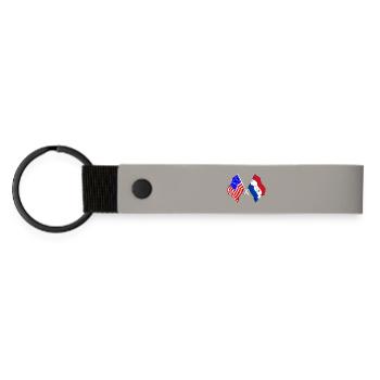 Drapeau des États-Unis, drapeau du Paraguay - Porte-clés en PU mat - gris clair - Devant