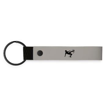 Overhead kick football silhouette - Matte Pu Keyring - light grey - Front
