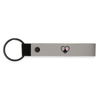 Damen Yoga Herz Silhouette Lotus Wellness - Matte PU Schlüsselanhänger - Hellgrau - Vorne