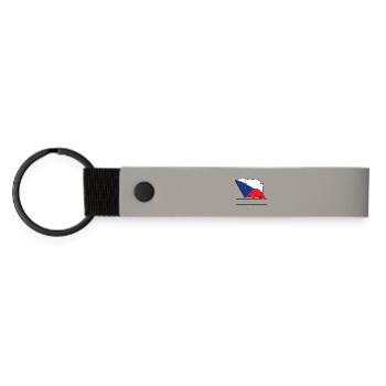 RÉPUBLIQUE TCHÈQUE – Drapeau personnalisé - Porte-clés en PU mat - gris clair - Devant