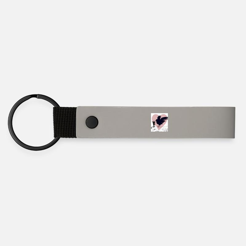 Crow chick - Matte Pu Keyring - light grey