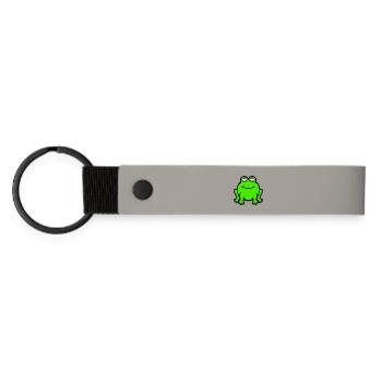 Frog toad smiles funny looks up - Matte Pu Keyring - light grey - Front