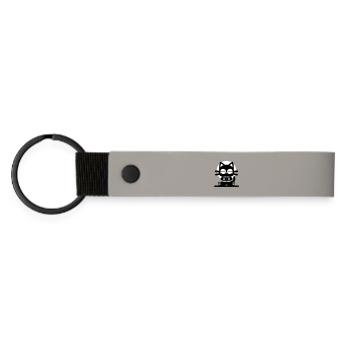 Zen Cat Meditation Minimal Design - Matte Pu Keyring - light grey - Front