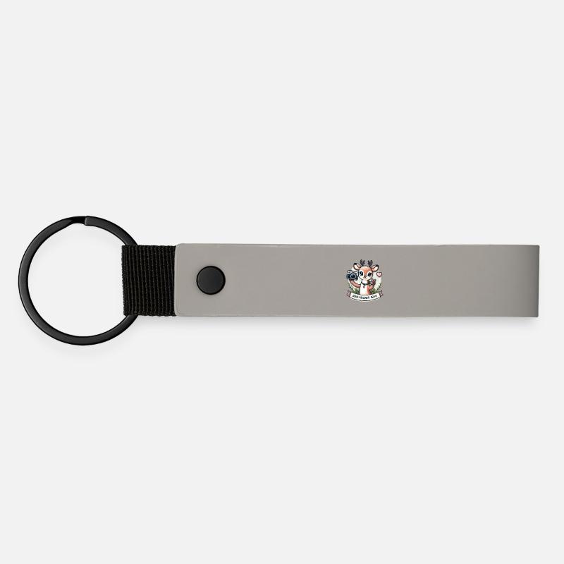 Deer Selfie Cartoon: Deerly Beloved - Matte Pu Keyring - light grey