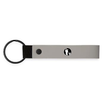 Father Child Silhouette Walking Family Dad Love - Matte Pu Keyring - light grey - Front