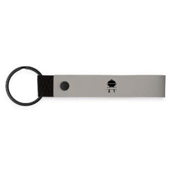 Grill BBQ Monogramm - Matte PU Schlüsselanhänger - Hellgrau - Vorne