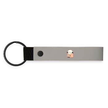 Mouton au thé – Illustration calme - Porte-clés en PU mat - gris clair - Devant