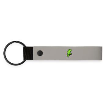 Buchstabe F Frosch Kröte Name ABC Lernen Schule - Matte PU Schlüsselanhänger - Hellgrau - Vorne