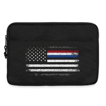 Drapeau américain robuste avec accent bleu - Sacoche pour ordinateur portable 13 pouces - noir - Devant
