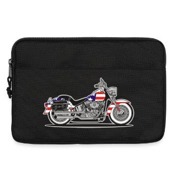 Moto Patriot américaine avec drapeau - Sacoche pour ordinateur portable 13 pouces - noir - Devant