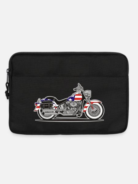 American Patriot Motorrad mit Flagge - Laptoptasche 13" - Schwarz