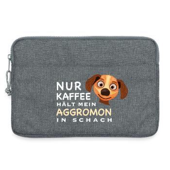 Lustiger Spruch, Kaffee hält Aggromon in Schach - Laptoptasche 13" - Grau meliert - Vorne