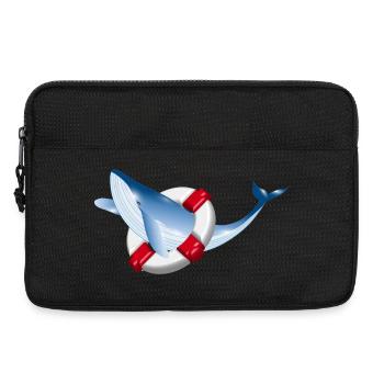 bright blue whale fish with lifebuoy - Laptop bag 13" - black - Front