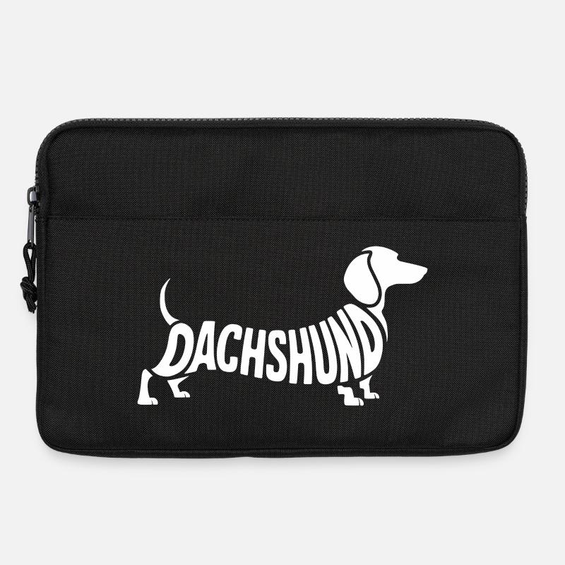 Dachshund Hund Silhouette Schriftzug - Laptoptasche 13" - Schwarz