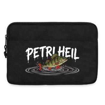PETRI HEIL – Angler greeting with perch - Laptop bag 13" - black - Front