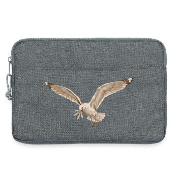 Mouette drôle qui vole des frites sur la plage - Sacoche pour ordinateur portable 13 pouces - gris chiné - Devant