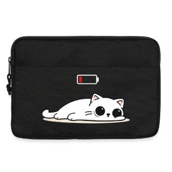 Battery Low – Cute Cat in Social Battery Mode - Laptop bag 13" - black - Front