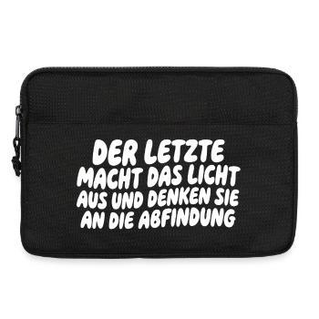 Der letzte macht das Licht aus Spruch - Laptoptasche 13" - Schwarz - Vorne