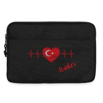 Turkish Heart with Flag and ECG - Laptop bag 13" - black - Front