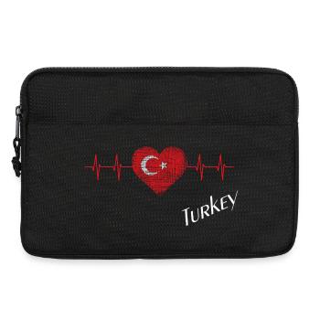 Motif du drapeau battement de cœur de la Turquie - Sacoche pour ordinateur portable 13 pouces - noir - Devant
