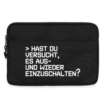 Tech Neustart Spruch: Aus- und Einschalten - Laptoptasche 13" - Schwarz - Vorne