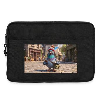 Pigeon voyageur en bonnet explorant une ville européenne - Sacoche pour ordinateur portable 13 pouces - noir - Devant