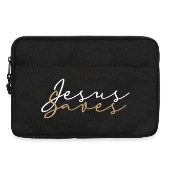 Jesus Saves White And Gold Faith Love Hope - Laptop bag 13" - black - Front