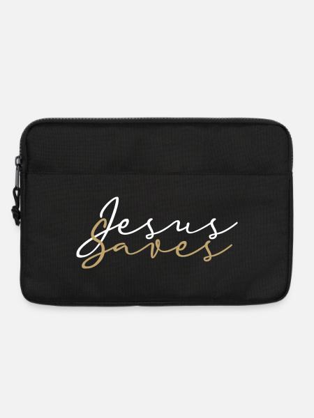 Jesus Saves White And Gold Faith Love Hope - Laptop bag 13" - black