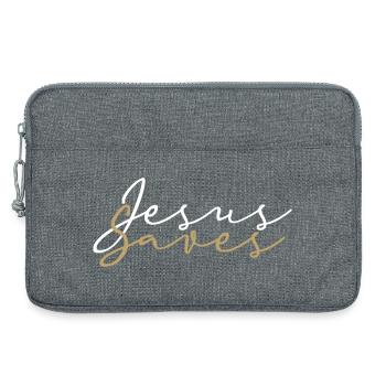 Jesus Saves Weiß Und Gold Glaube Liebe Hoffnung - Laptoptasche 13" - Grau meliert - Vorne