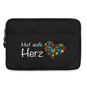 Huf aufs Herz - Hand aufs Herz! Wortspiel Tiere - Laptoptasche 13" - Schwarz - Vorne