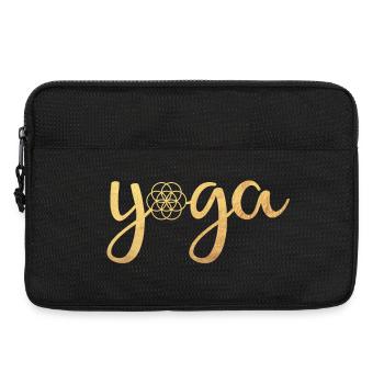 Yoga Yogi Handwriting Flower of Life Energy om - Laptop bag 13" - black - Front