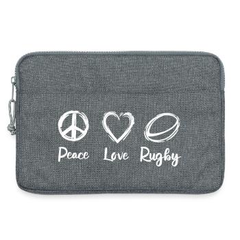 Peace Love Rugby - Laptop bag 13" - heather grey - Front