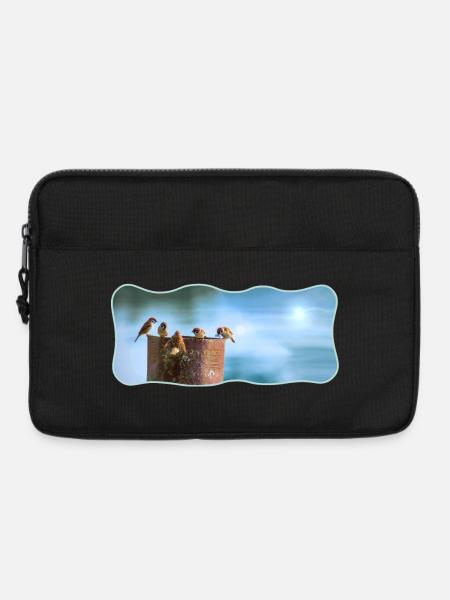 Photo design sparrows meeting curved outlined - Laptop bag 13" - black