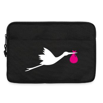 Storch Klapperstorch Mädchen - Laptoptasche 13" - Schwarz - Vorne