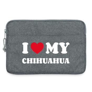 J’aime mon propriétaire de chien chihuahua - Sacoche pour ordinateur portable 13 pouces - gris chiné - Devant