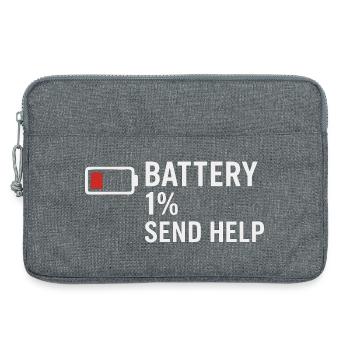 Battery 1% – Send Help | Morgenmuffel - Laptoptasche 13" - Grau meliert - Vorne